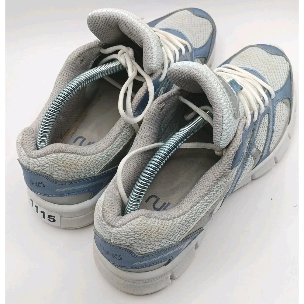Ryka Shoes Womens 8.5M‎ Harmony SMT Sporty Low Sneakers White Blue Mesh Lace Up